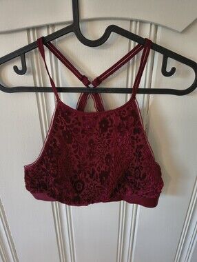 Aerie Floral Velvet Burnout High Neck Bralette